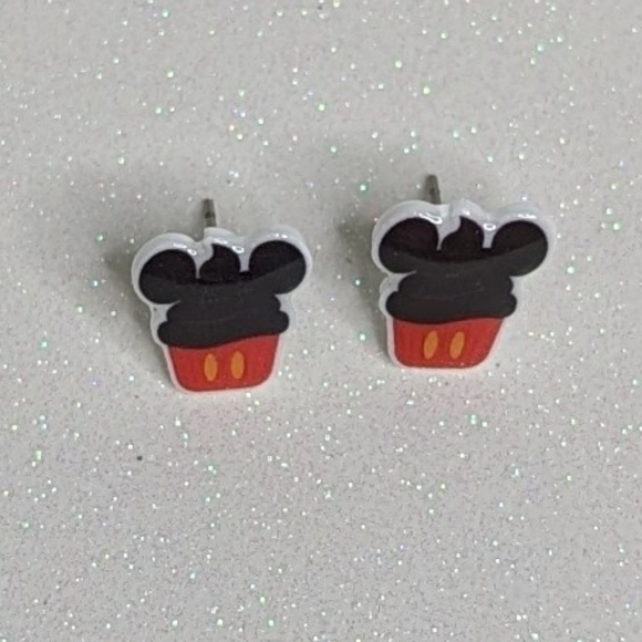 Mickey Mouse Cupcake Acrylic Resin Stud Earrings - Picture 4 of 4